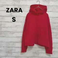 【ZARA】ザラ　パーカー（S）フーディ　ショート丈　レッド　可愛い♡