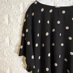アンクライン 水玉 チュニック ビッグサイズ 2XL ボートネック 半袖 黒のサムネイル