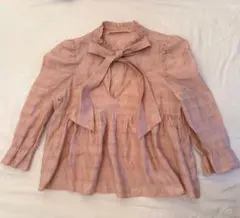 ZARA ペプラムリボンブラウス　ピンク