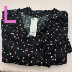 GUカシュクールフラワープリントワンピース　レディースＬ