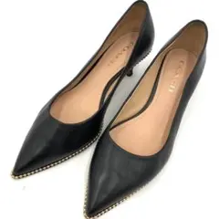 コーチ COACH パンプス 黒 ブラック レザー 24.5cm 8C スタッズ