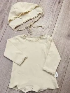 【美品】カバーオール 新生児70サイズ 帽子付き