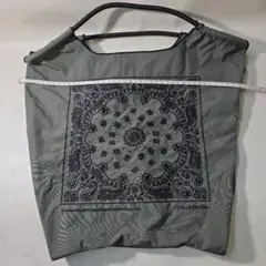 ☆新品未使用☆バンダナ柄エコバッグ オリーブグリーン ストラップ付き