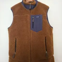 patagonia フリースベスト Lサイズ ブラウン/ネイビー