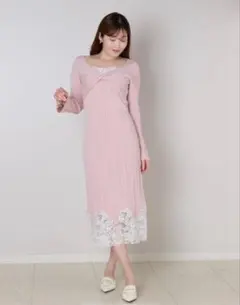 Her lip to. Lilou Lace Hem Knit Dress - メルカリ