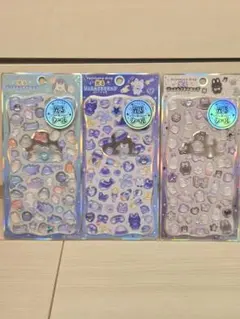 【光る】ジュエルプチドロップシール　ネコ、ペンギン、うさぎ 3枚