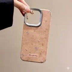 【新品】iPhone15 ケース 花柄 スエード調 レトロ 大人可愛い