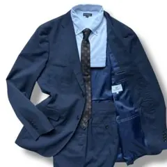 極美品 XL相当 ビームスハート スーツセットアップ 羊毛 ウォッシャブル 紺