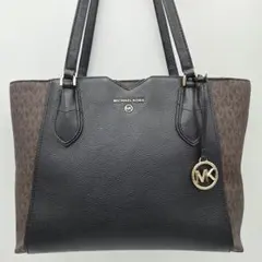 【美品】MICHAEL KORS トートバッグ 黒 レザー MKチャーム付