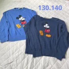 美品・ユニクロ ミッキーマウス ニット 2枚セット 130.140cm