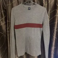 GAP リブ編みセーター S/P グレー/バーガンディ