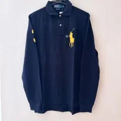 Polo by ラルフローレン長袖ポロシャツSネイビービッグポニーロゴ刺繍　黄色
