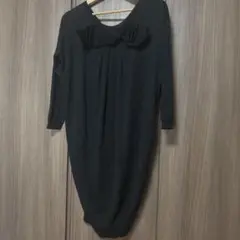 ランバンオンブルー　バックリボンカーディガン グレー　38 LANVIN