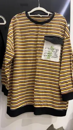 ストライプ 長袖Tシャツ ポケット付き