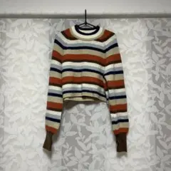 エムズ レトロガール マルチボーダーニットプルオーバー トップス ニット