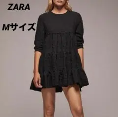 ZARA ティアードミニワンピース　チュニック　Mサイズ　黒