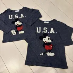 ミッキーマウス U.S.A. 長袖Tシャツ 110cm・130cm2枚セット