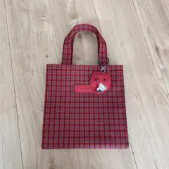 familiar 赤緑チェック トートバッグ