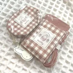 ミッフィー スマホショルダーティッシュポーチ　ギンガムチェック　新品タグ付き