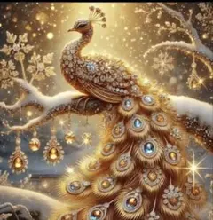 ダイヤモンドアート　鳳凰　鳥　キット　ビーズアート　ゴールド　孔雀