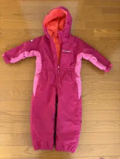 【美品】パウダーカバーオール　エンジ色　100 モンベル　ジャンプスーツ