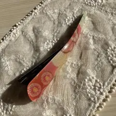 花柄ヘアクリップ くちばしクリップ　髪留め　和柄　ヘアークリップ　ピンク　大