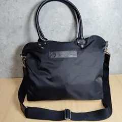 美品】Paul Stuart ボストンバッグ ナイロン レザー 黒×オレンジ 