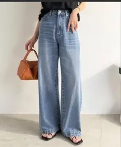 【クラシカルエルフ】美脚見え ハイウエスト ルーズ デニム パンツのサムネイル