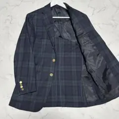 極美品　ヒルトンHILTON テーラードジャケット　ブラックウォッチ　金ボタンMのサムネイル