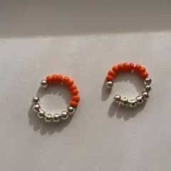 【新品】niko and...　イヤーカフ　ビーズ（オレンジ・シルバー）