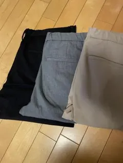GU（ジーユー）イージーアンクルパンツ3点セット 黒 グレー ベージ　L