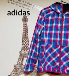 adidas フード付きチェックジャケット　リバーシブル