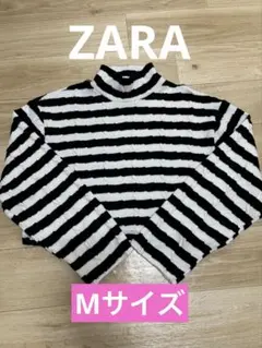 ZARA 白黒ストライプ タートルネックニット