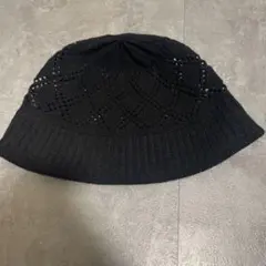 編み込みデザイン ブラックバケットハット