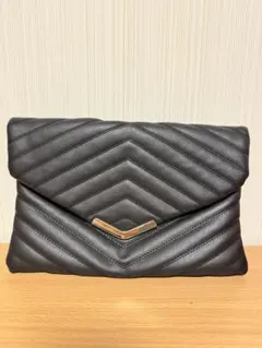 キルティングショルダーバッグ ブラック ゴールド金具