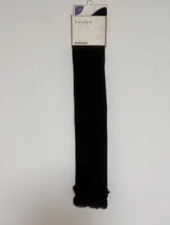 オーバーニーソックス 23-25cm 黒　レースフリル付