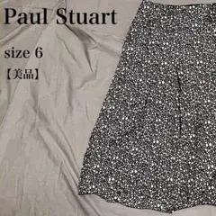 Paul Stuart 日本製シルク ドット柄フレア膝丈スカート 美品 6 上品のサムネイル