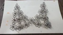 【美品！】フラワーモチーフ 襟風シルバーネックレス