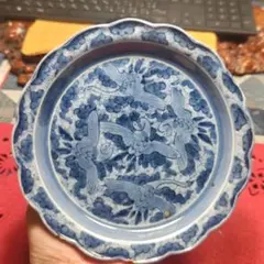 骨董　古伊万里　花鳥文染付皿　唐物中国茶托急須銀瓶鉄瓶