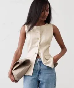 BANANA REPUBLIC ドロングカッタウェイベスト　リネンブレンド