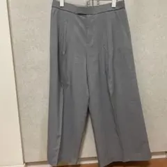 ユニクロ　感動タックワイドパンツ　L グレー　裾上げ済み　低身長