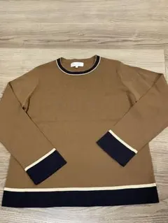 値下げ！新品【ALPHA CUBIC】配色ブラウンニット 長袖