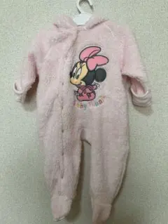 ミニーマウス フリースロンパース ピンク