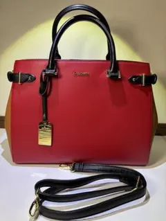 【美品】【&chouetteバッグ‼️】2way・レッド・A4サイズ・ゴールド金具