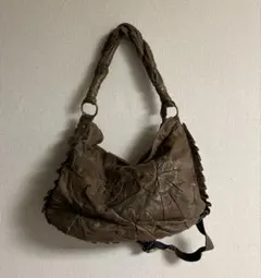 【中古】 レザー ショルダー バッグ ① ブラウン系