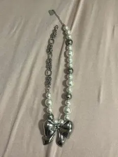リボンモチーフ パール ネックレス