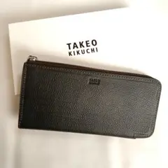 値下げ中‼️★タケオキクチ　クォーター　L字ファスナー　長財布　黒　箱付き