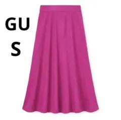 美品 GU S　ピンク リネンブレンド フレアロングスカート 春夏用のサムネイル