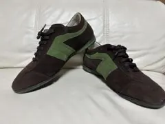 フェラガモ　スエードスニーカー　グリーン/ブラウン