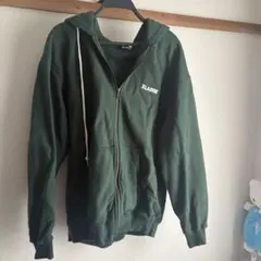 XLARGE ダークグリーン ジッパー付きパーカー
